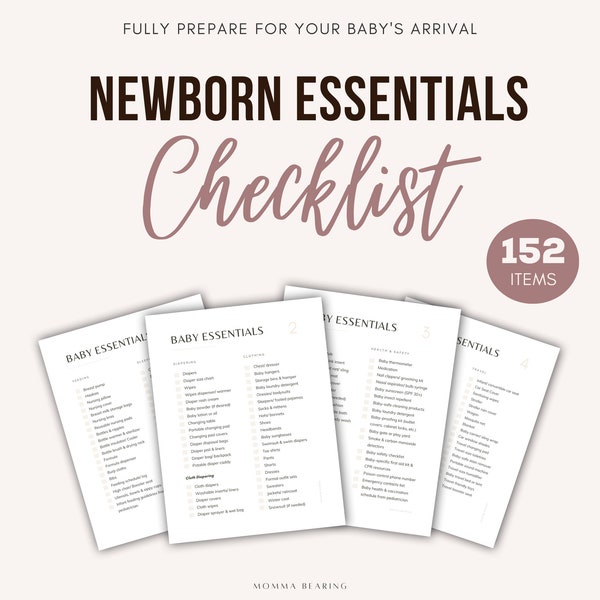 Baby Essentials Checklist Printable, Best Newborn Registry Guide PDF, Nursery Must Haves, Shopping List, Pregnancy Binder, Digital Download