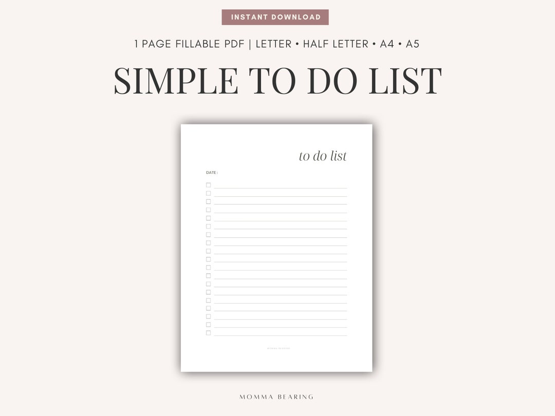 Printable to Do List, Minimalist Undated Task List, Brain Dump PDF ...