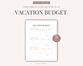Simple Vacation Budget Printable, Holiday Budget Sheet, Girls Trip Budgeting Organizer, Travel Planner for Samsung, Instant Digital Download