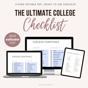 Dorm Room Essentials Checkliste, bearbeitbare digitale College-Einkaufsliste, Freshman Move-In Prep, Was für die Universität zu packen ist, PDF-Download