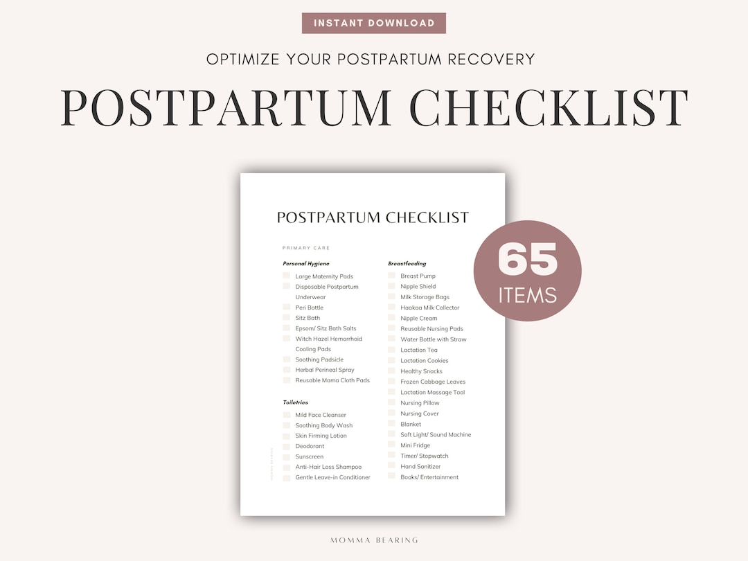 Postpartum Essentials Checklist Printable, Best Postpartum Recovery