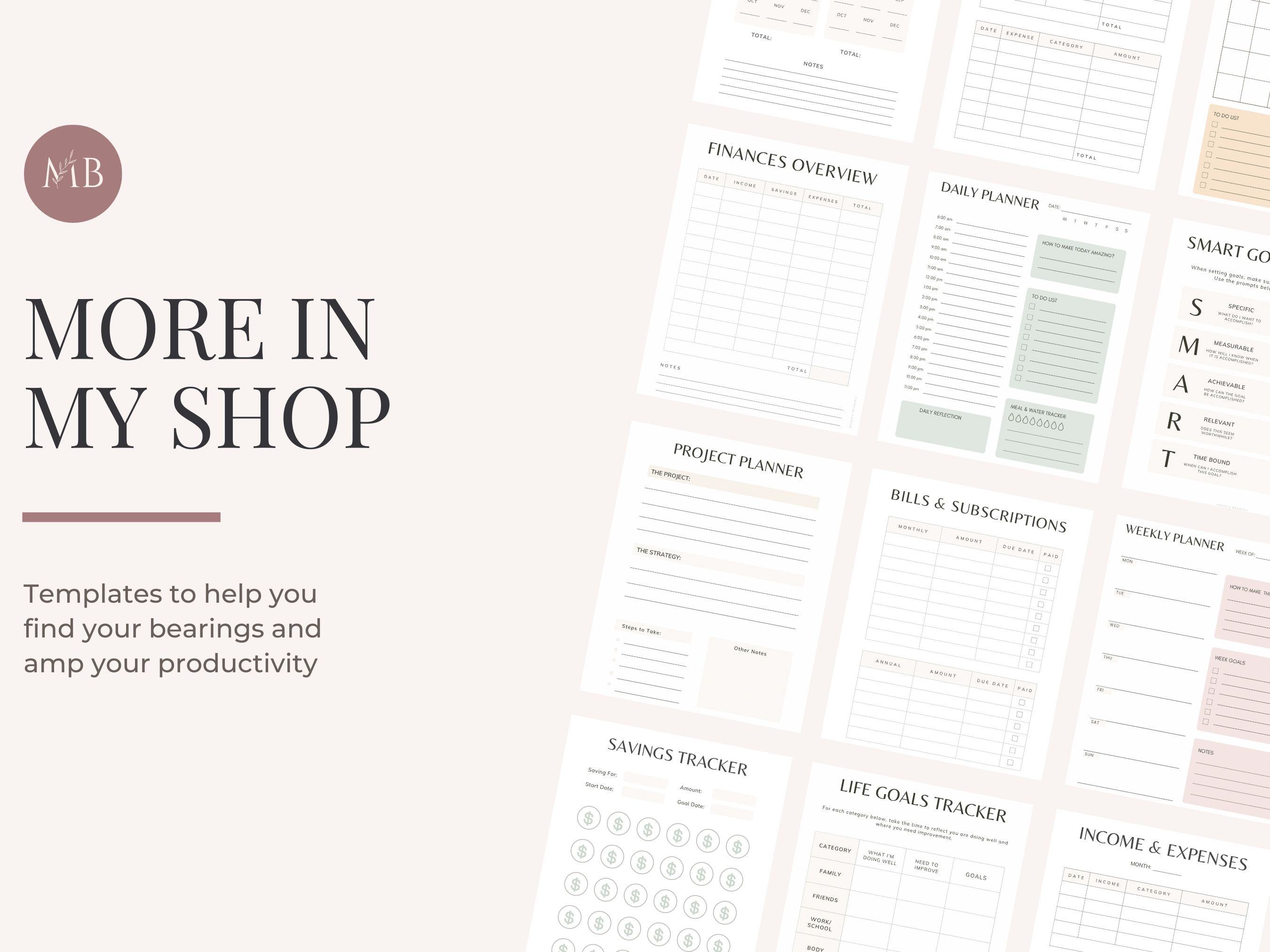 Printable Life Goals Tracker, Goal Setting Worksheet, New Year ...