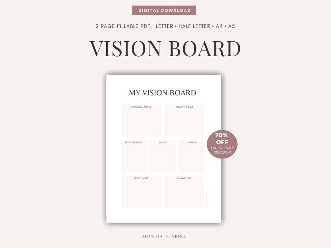 2023 Vision Board Printable Life Goal Tracker Digital Goal - Etsy