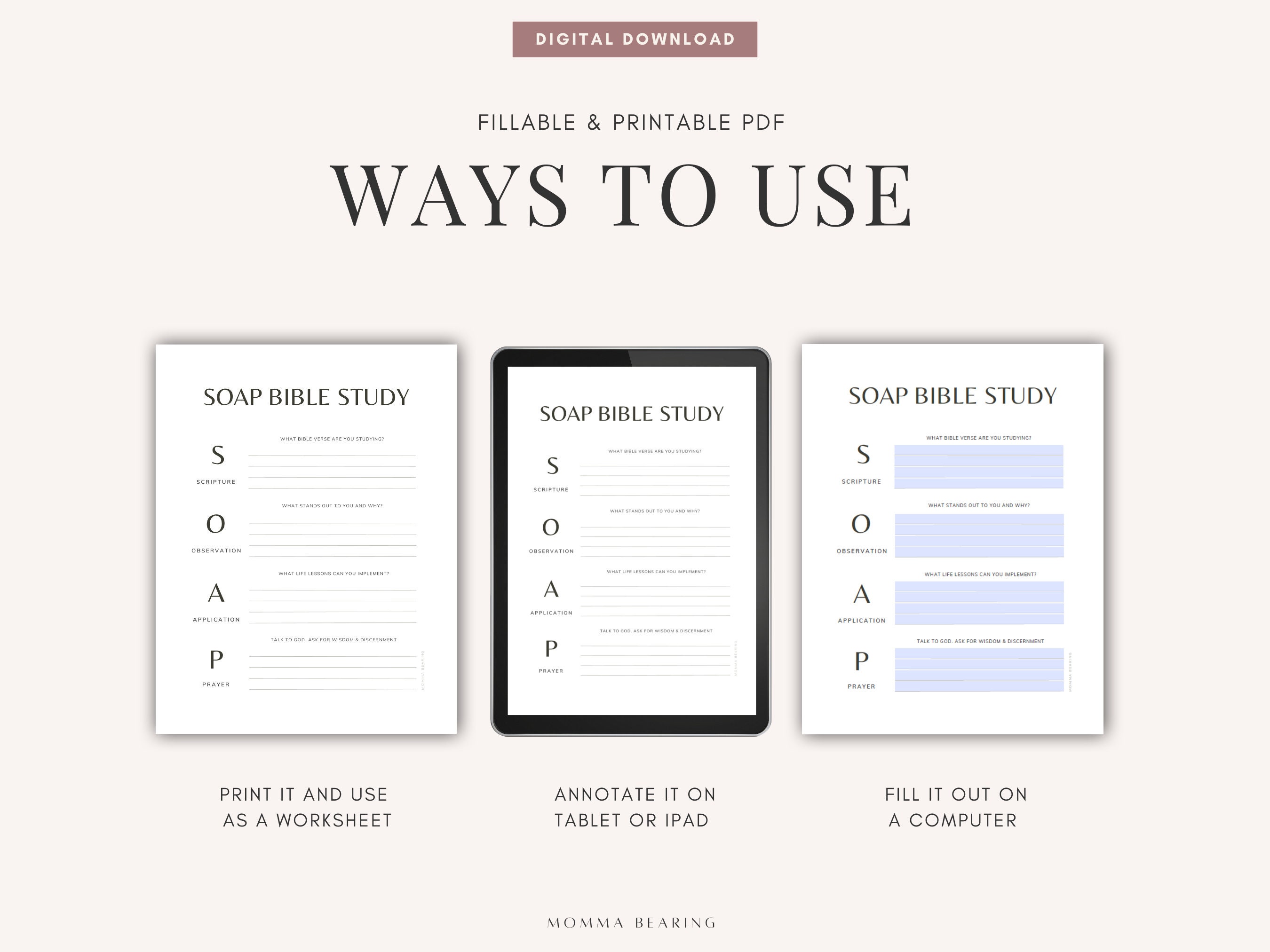 Kid's Bible Study Printable, S.O.A.P Sunday School Activities ...