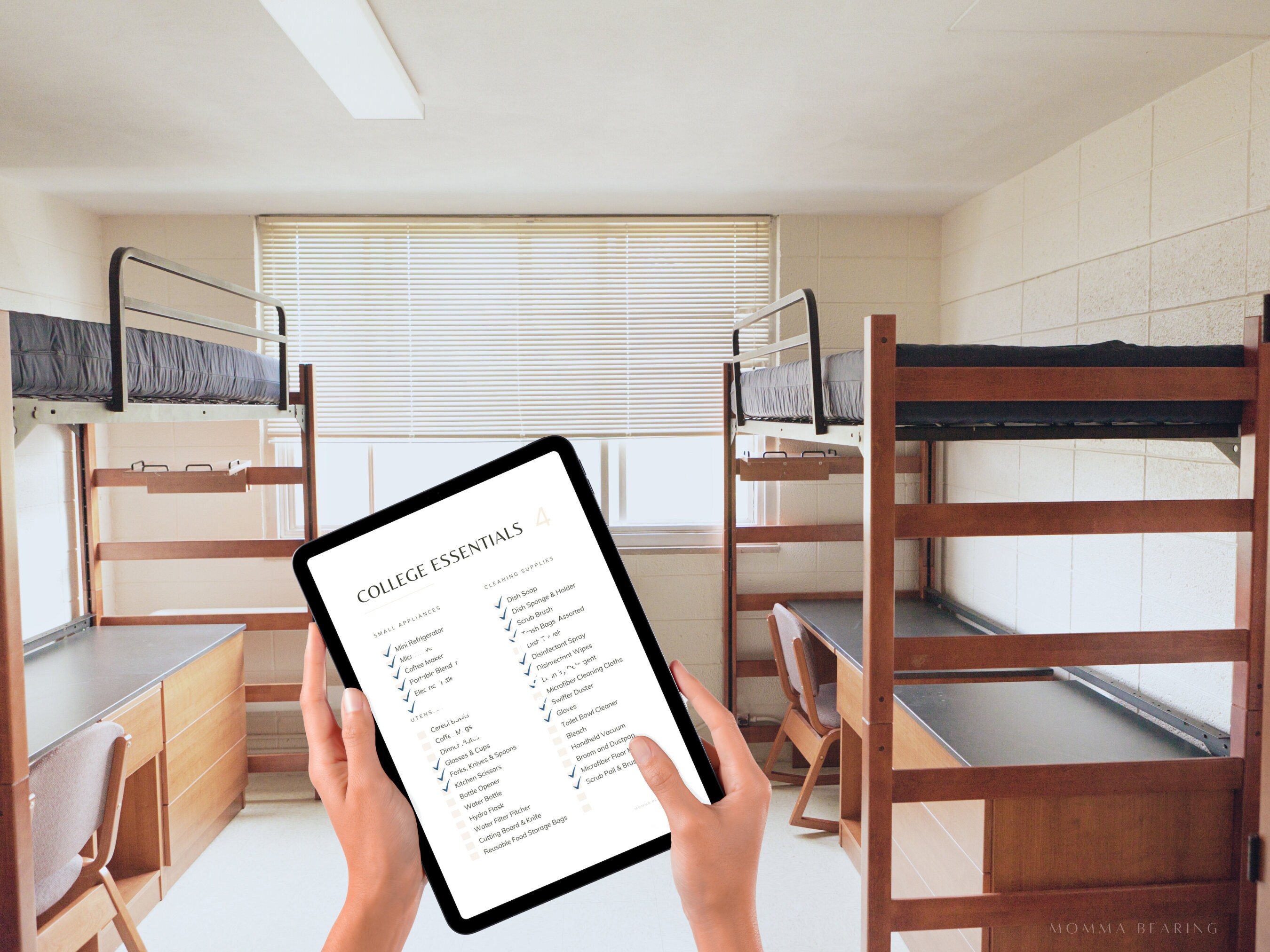 Printable University Essentials Checklist, Dorm Room Packing List PDF ...