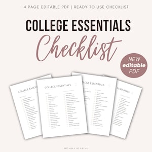 Lista de artículos esenciales para la universidad, lista imprimible para guardar en la residencia universitaria (A4, PDF), preparación para la mudanza de estudiantes de primer año, guía para estudiar en el extranjero: qué comprar