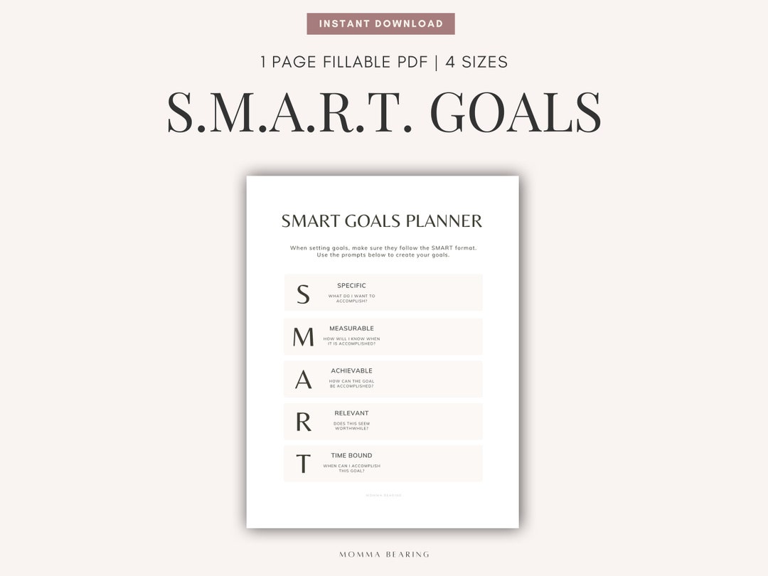 Minimalist S.M.A.R.T Goals Printable Template, Best Action Plan ...