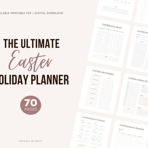 Printable Easter Planner Printable, Fun Easter Egg Hunt Activity, Kids Baskets Tracker, DIY Easter Binder, Party Budget, Dinner Recipe Menu