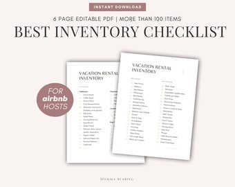 Vacation Rental Inventory Checklist Printable, Short Term Rental Amenities, First-Time Host Essentials Customizable List, Digital Download