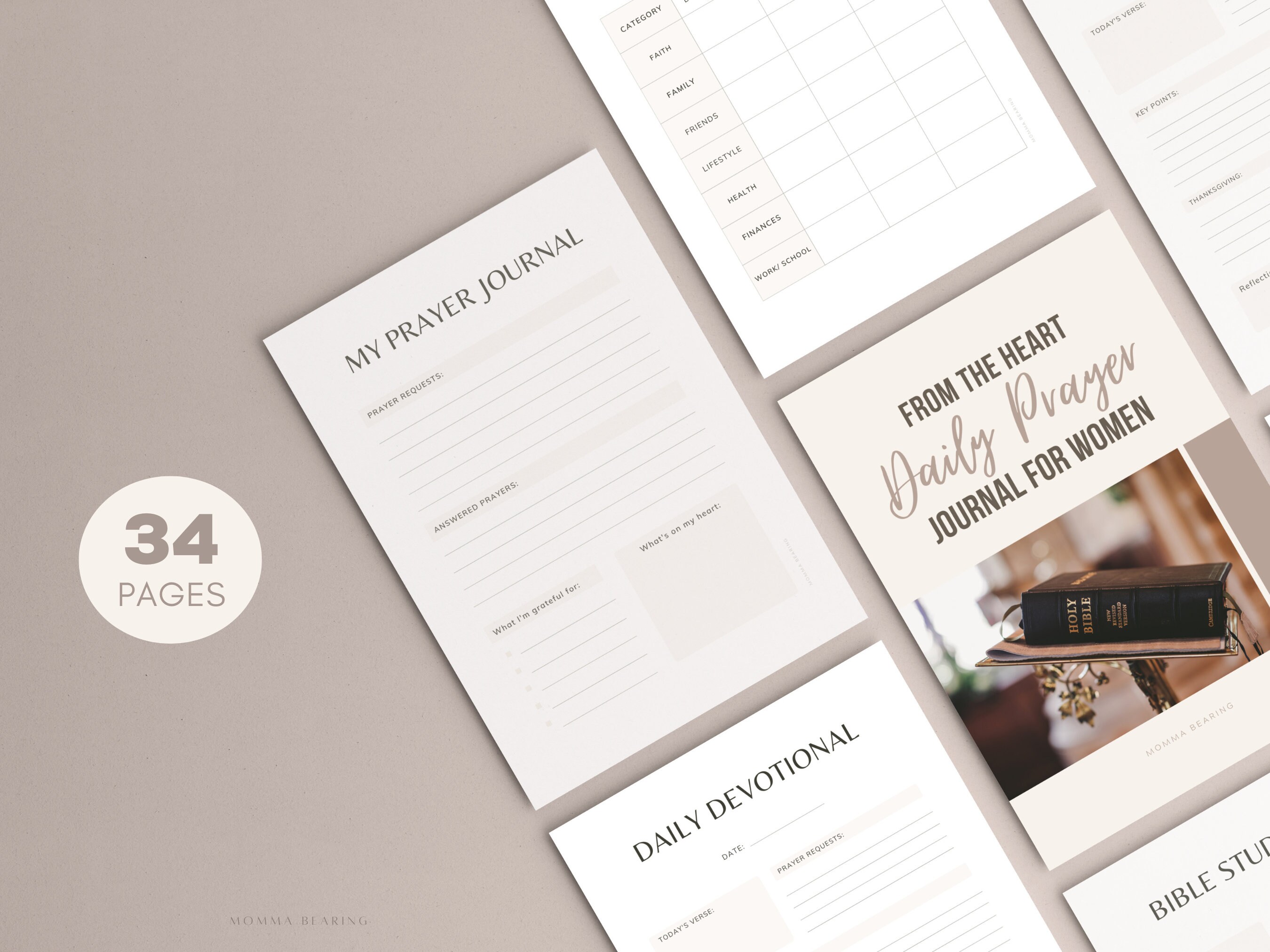 Prayer Journal for Women Printable, Digital Faith Journal, Daily ...