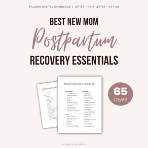 Lista de verificação de fundamentos pós-parto da melhor nova mãe, plano de cuidados de recuperação do quarto trimestre para impressão em PDF, planejador digital de fichário para gravidez pela primeira vez