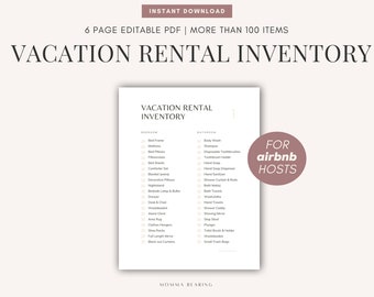 Bästa Airbnb-inventeringschecklista för nya värdar, mall för Superhost Essentials, redigerbar lagerlista, måsten för korttidssemesteruthyrning