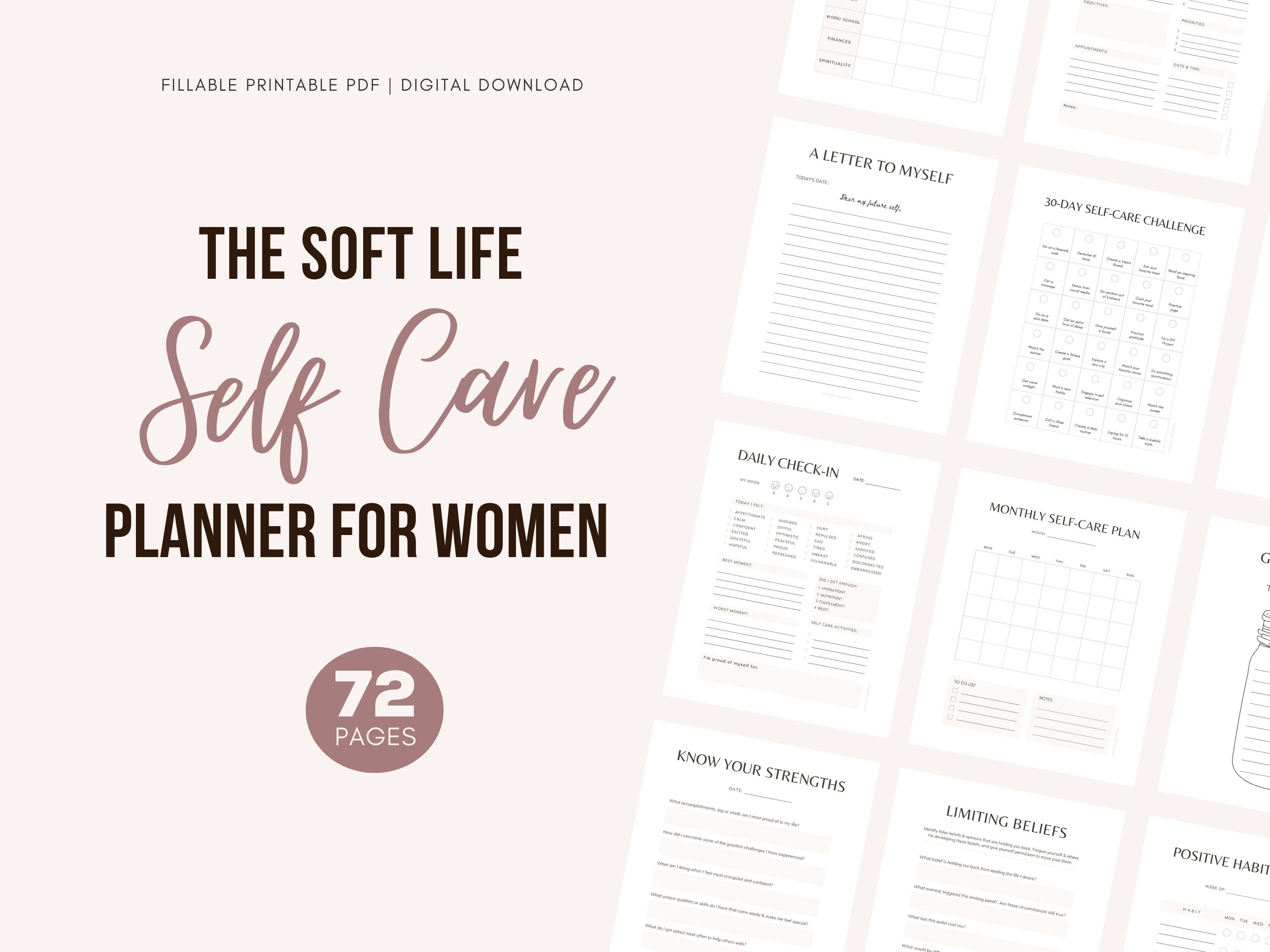 Soft Life Planner, Printable Self Care Routine, Self Love Journal ...