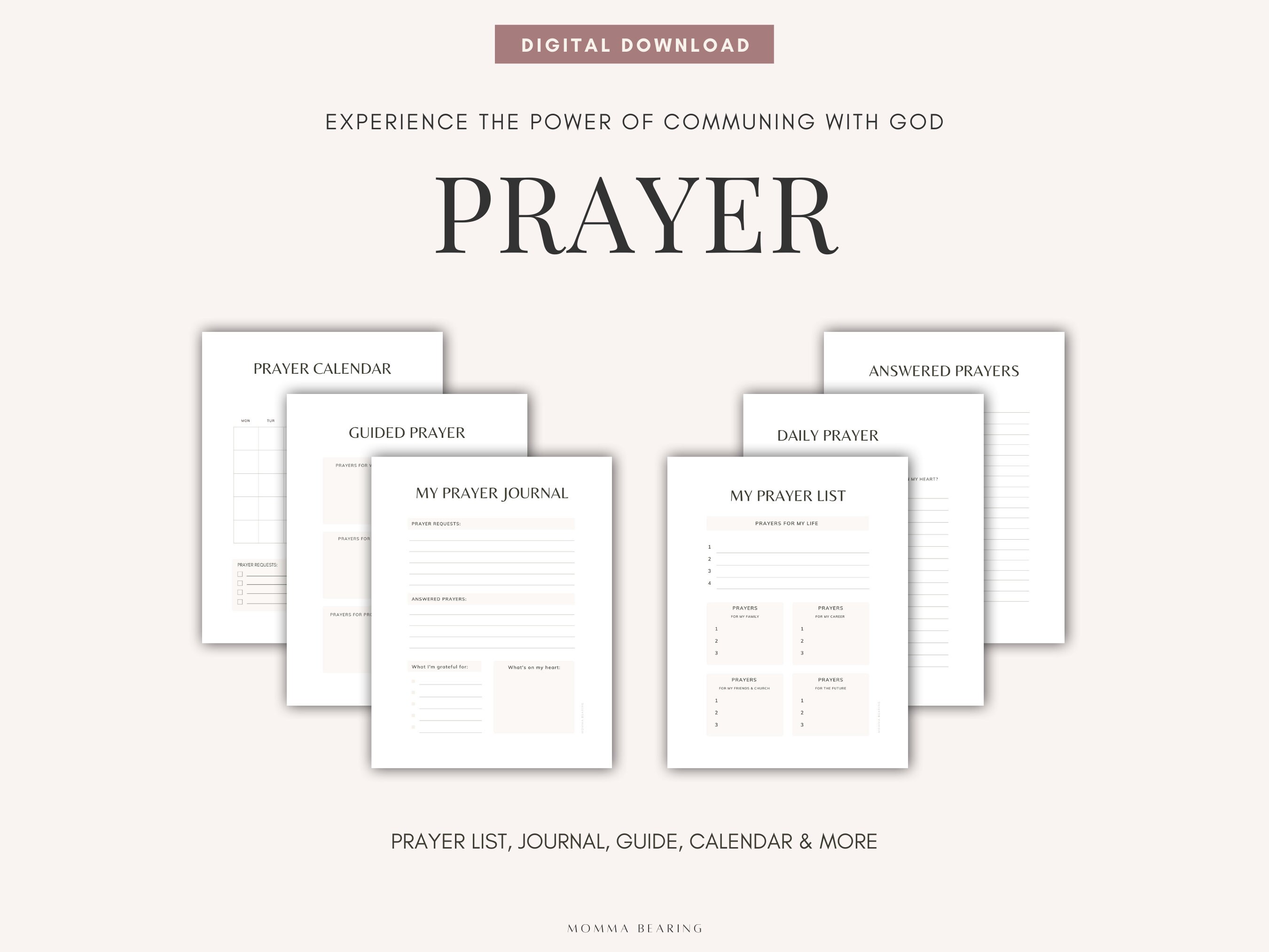 Prayer Journal for Women Printable, Digital Faith Journal, Daily ...