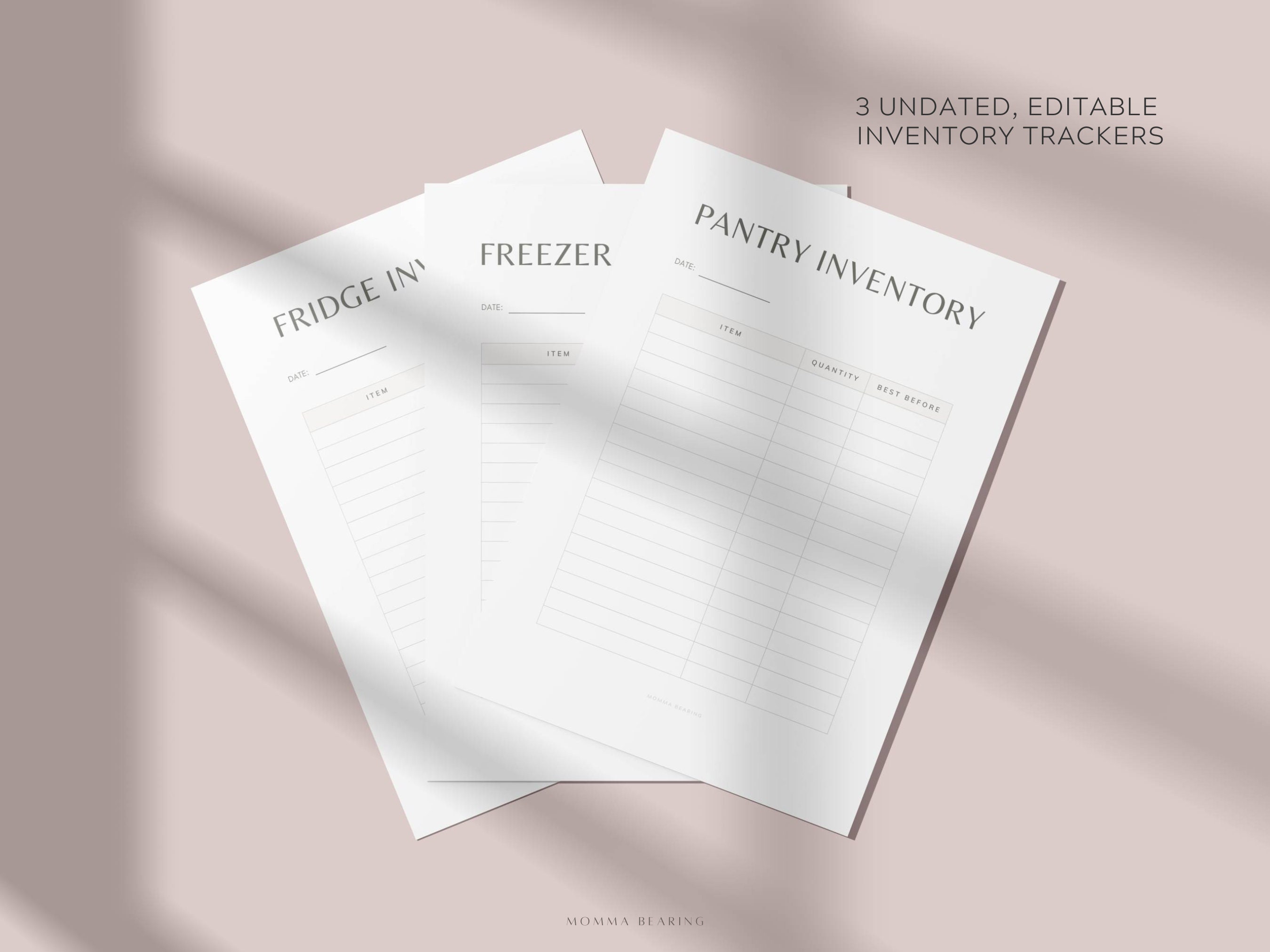 Pantry, Fridge & Freezer Printable Inventory, Perishable Food ...