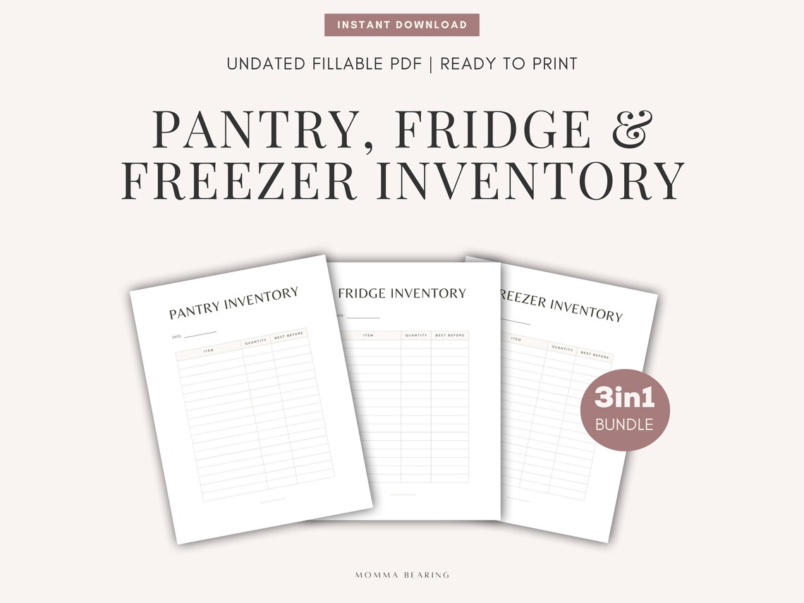 Pantry, Fridge &amp; Freezer Printable Inventory, Perishable Food ...