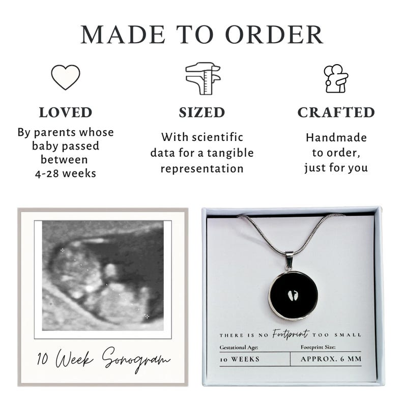8 Week Miscarriage Gift Box | Mama Necklace Bereavement Gift | Baby Footprint Necklace IVF Memorial Gifts | Motherhood Statement Necklace image 6