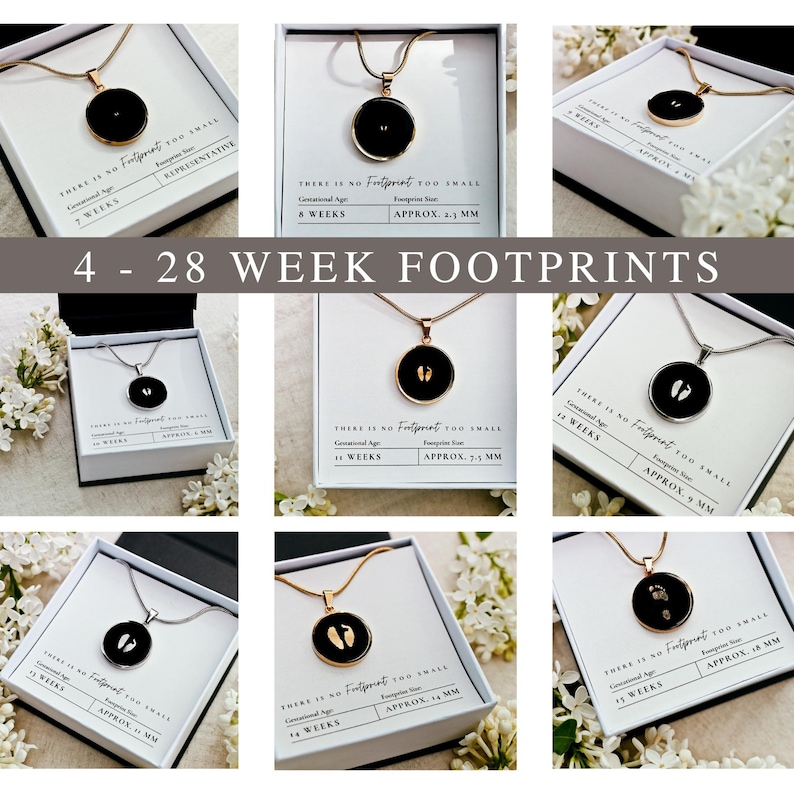 8 Week Miscarriage Gift Box | Mama Necklace Bereavement Gift | Baby Footprint Necklace IVF Memorial Gifts | Motherhood Statement Necklace image 2