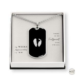 14 Wochen Fötus Fußabdruck Andenken | Kind Verlust Dog Tag Geschenk für Papa | 14 Wochen Fehlgeburts-Denkmal Schmuck für Männer | Fehlgeburt Vatertag