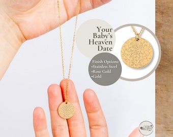 Star Map Necklace Pregnancy Loss Gift | Custom Star Map by Date Miscarriage Necklace | Rose Gold Disc Necklace Motherhood | Mama Necklace