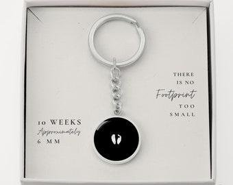 Regalo de mamá de aborto espontáneo de 10 semanas / Aborto espontáneo para papá de un ángel / Joyería conmemorativa de la huella del bebé / Regalos de duelo de llavero personalizados