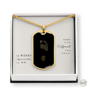 19 Woche Fehlgeburt Geschenk für Papa | 19 Woche Fötus im Mutterleib Baby Fußabdruck personalisierte Halskette | Baby Fußabdruck Andenken Schwangerschaft Verlust
