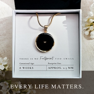 Caja de regalo para aborto espontáneo de 8 semanas / Collar para mamá / Collar con huella de bebé / Regalos conmemorativos de FIV / Collar con mensaje de maternidad