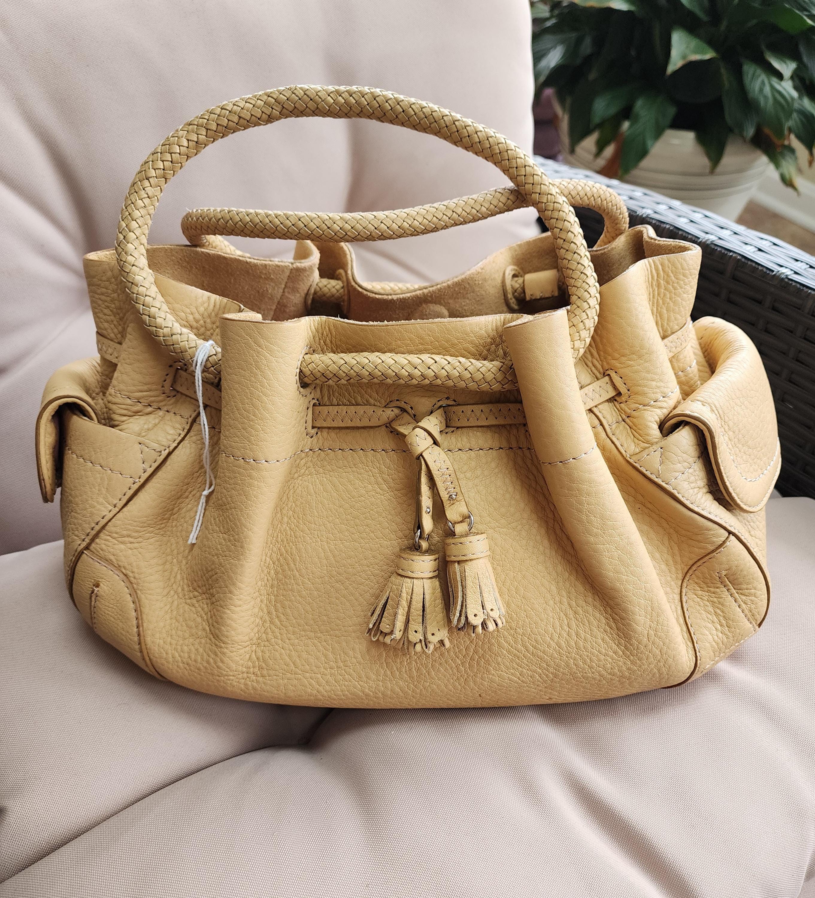 Cole Haan Leather Handbag With Tassel Etsy