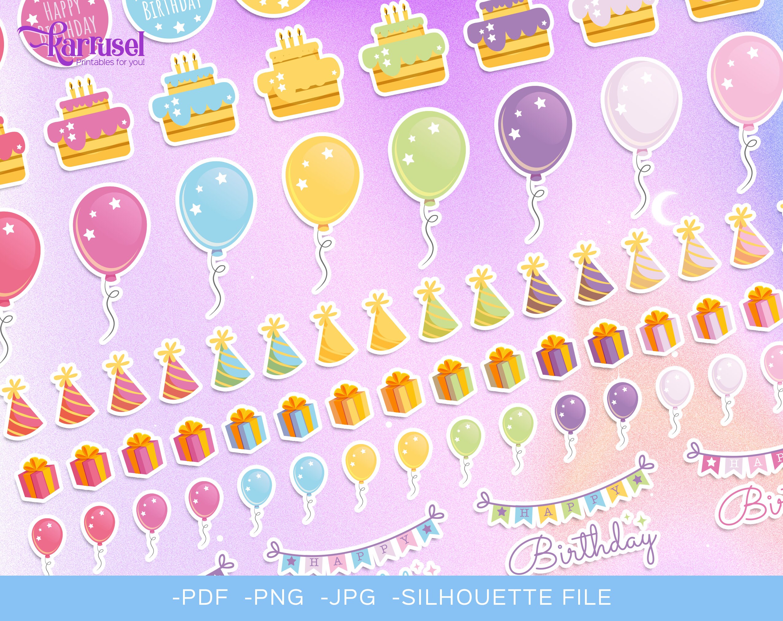 Happy Birthday Stickers Printable Stickers Planner Stickers - Etsy