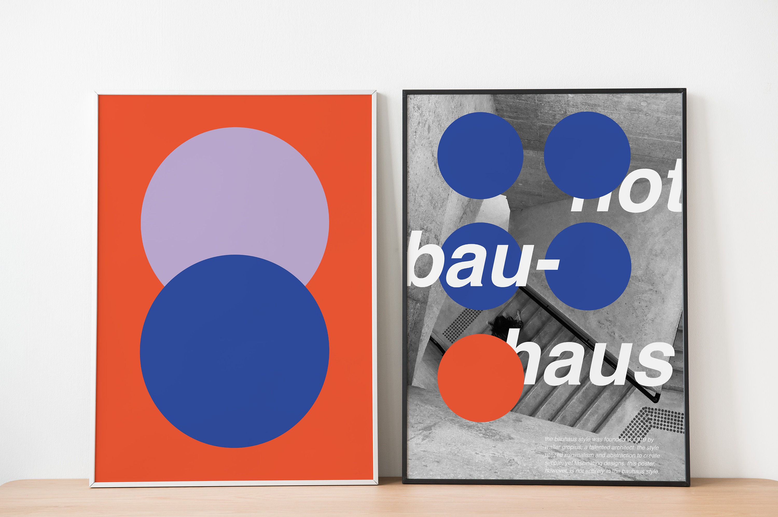 Set of 2 Bauhaus Prints, Retro Style Posters, Minimalistic Wall Art