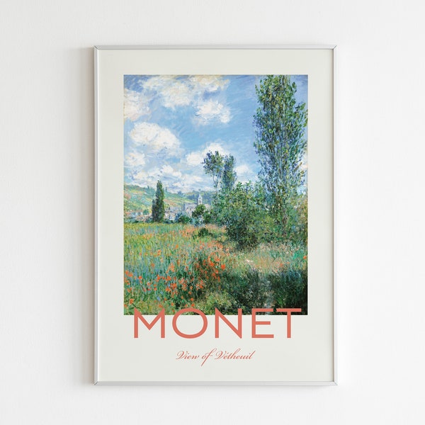 Claude Monet View of Vétheuil Poster, Famous Artist Print, Art History Painting, Impressionist Wall Art, Digital Download