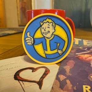 Fallout coaster, colored 3d printed