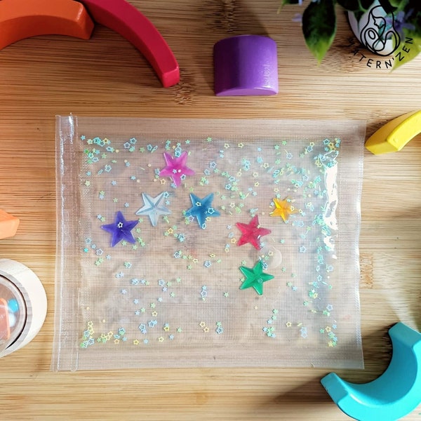 Bolsa sensorial líquida Estrellas o Flores Montessori