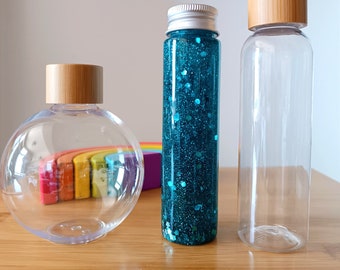 Liquid sensory bottle for the return to calm. Montessori. Sensory game for babies and children.