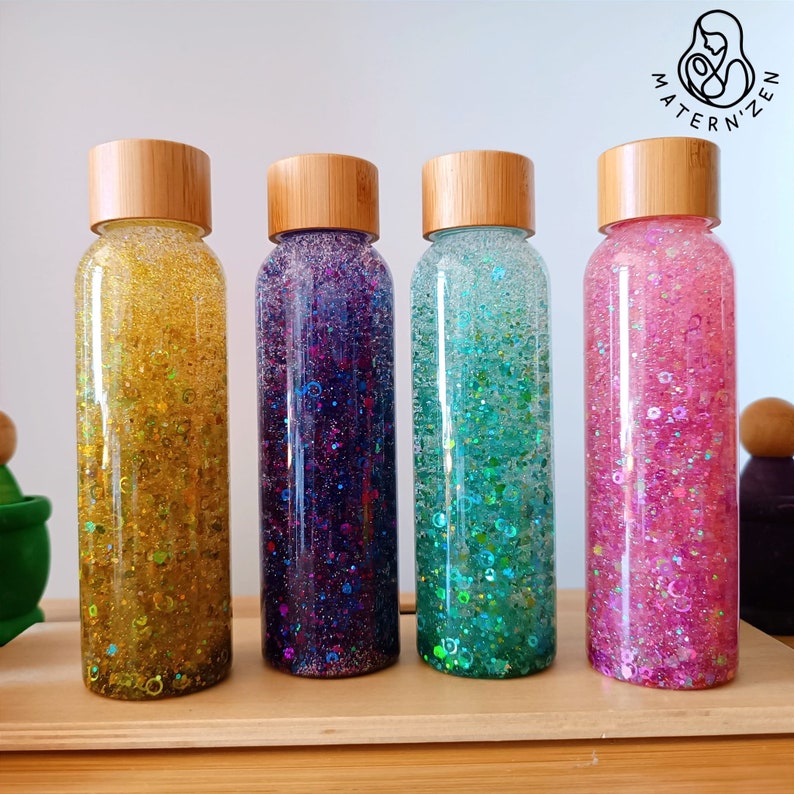 Biodegradable Circles and Glitter Liquid Sensory Bottle image 1