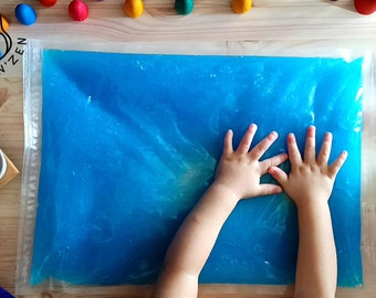 Bright gelatin sensory bag size XL. Montessori sensory game for babies and children. Sensory tile. 8 colors.