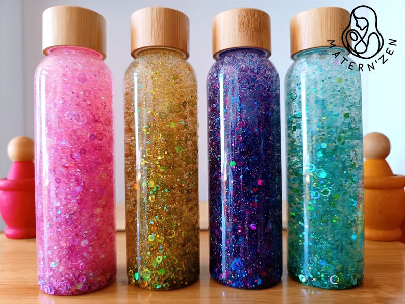 Biodegradable Circles and Glitter Liquid Sensory Bottle image 3