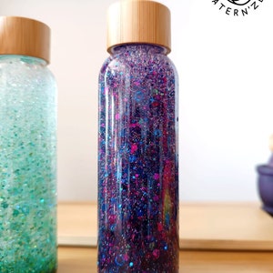 Biodegradable Circles and Glitter Liquid Sensory Bottle Galaxy