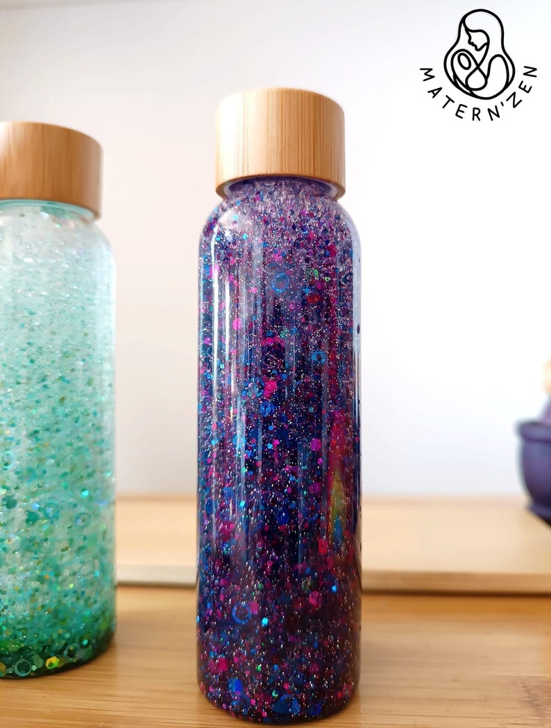 Biodegradable Circles and Glitter Liquid Sensory Bottle Galaxy