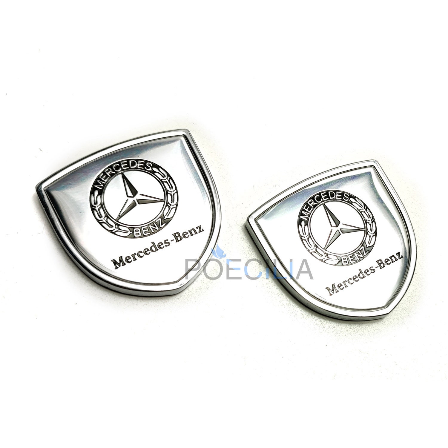 2x Mercedes Emblems Wings Trunk Doors Chrome Gray 40 40 Mm Etsy