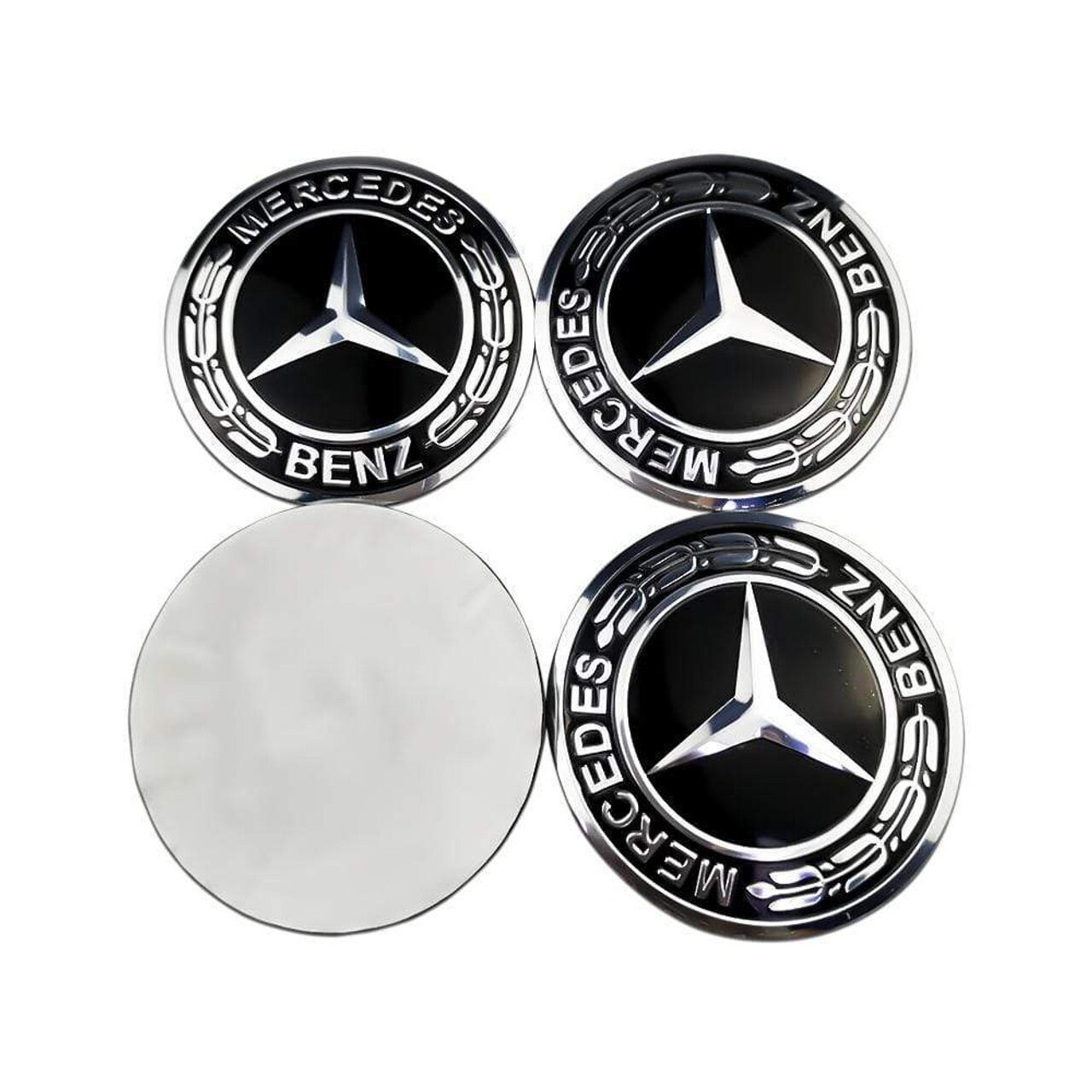 Vijfde fluiten Worstelen 4x Mercedes Benz Full Black Logo Wheel Center Cap Stickers - Etsy