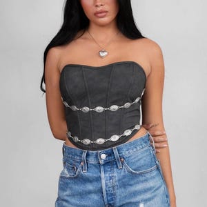 Western Corset Top Leather | Trendy Women’s Top |  Corset Top | Tie Back Top | Trendy Western Wear