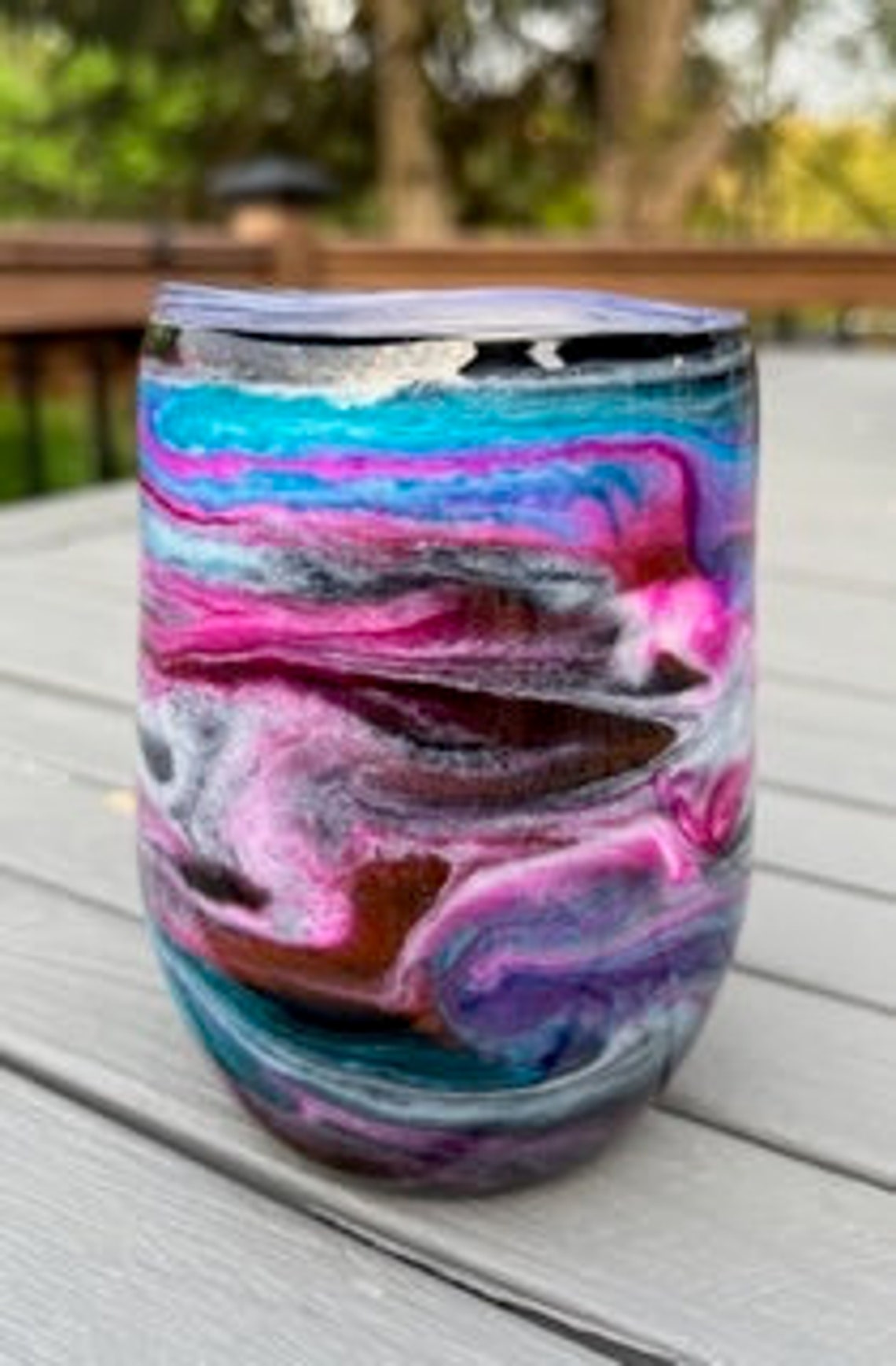 Custom Swirl Alcohol Ink Tumbler: Handmade 20oz Skinny Stainless Steel ...