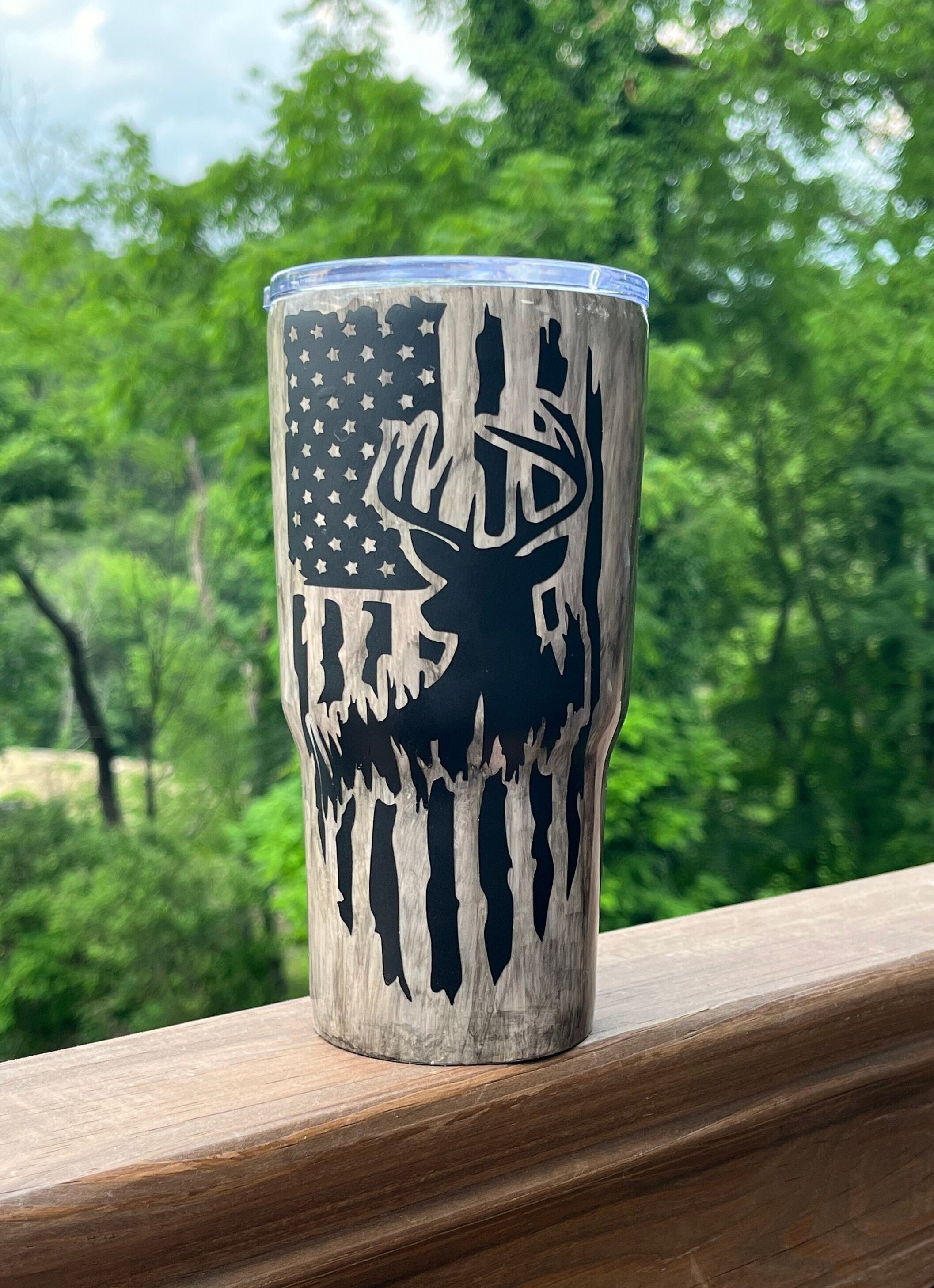 Wood Grain Tumbler, Woodgrain Tumbler, Deer Tumbler, Deer Hunter Gifts