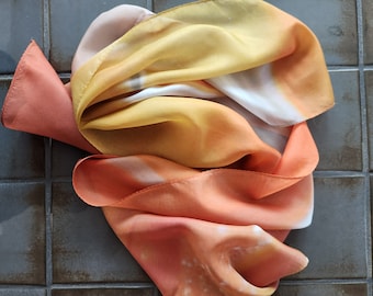 Orange Gold Silk Scarf: Long Abstract Art Scarf, Floral Photography