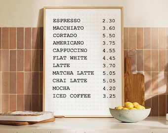コーヒーメニュープリント、レトロなコーヒーバーの壁アート、コーヒーステーションの装飾