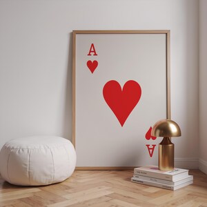 Ace of Hearts Print: Red Playing Card Wall Art (Digital Download)