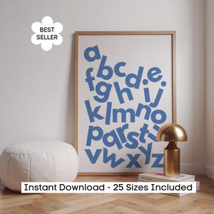 Modern Blue ABC Print: Playroom Alphabet Wall Art (Digital Download)