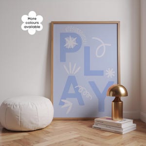 PLAY Pastel Montessori Print: Modern Kids Playroom Art (Digital Download)