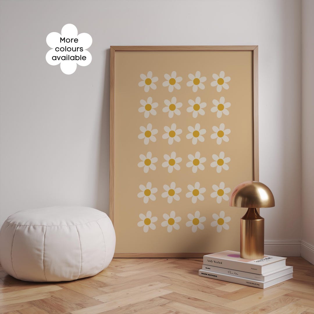 Yellow Daisy Wall Art, Daisy Wall Print, Daisy Wall Decor, Boho Wall ...